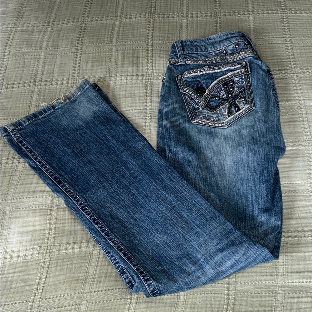 Wrangler Women's Dark Blue Embellished Boot Cut Jeans